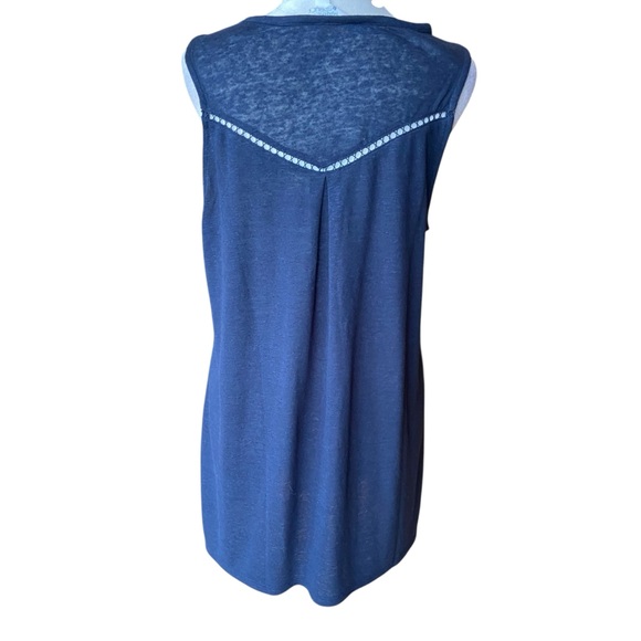 Market & Spruce Adelisa Embroidered Linen Knit Tank Size M Navy White Sleeveless - Picture 10 of 15